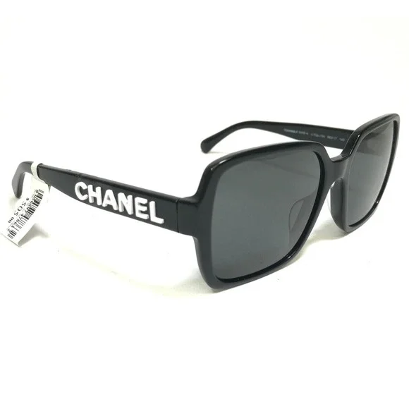 CHANEL Sunglasses 5408-A c.1026/S4 Black White Oversize Square with Black Lenses - Picture 3 of 12